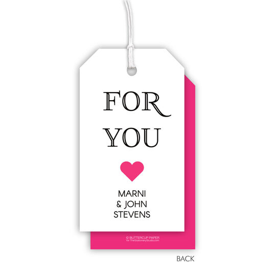 Hot Pink For You Heart Hanging Gift Tags